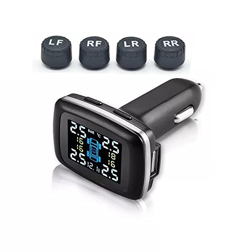 XPR3SS TPMS External Sensor with USB Charging Port Wireless Cigarette Plug Charger Car Tire Pressure Monitoring System Car Tyre Pressure Monitor Tool