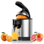 SUPERLEX Electric Citrus Juicer Orange Lemon Juicer Stainless Steel Juice Press with Removable Pulp Filter Efficient Extraction Compact Orange Squeezer for Orange Lemon Grapefruit Citrus Fruits