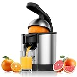 SUPERLEX Citrus Juicer Electric Orange Lemon Juicer Stainless Steel Juice Press with Removable Pulp Filter Efficient Extraction Compact Orange Squeezer for Orange Lemon Grapefruit Citrus Fruits