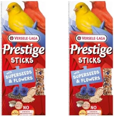 Versele-Laga Prestige Sticks Canarias Supersiembras y Flores | Paquete Doble | 2 x 60 g | Snack para Canarios | Sin conservantes sintéticos, colorantes ni sabores