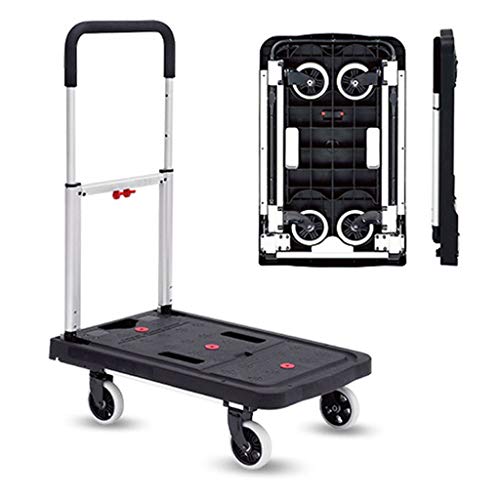 Platform Trucks FoldingPlatform Hand Truck Trolley, trolley Small Cart Pull Truck Fold Portable Household Van Mini Food Car Ultra Mute Folding Wheel