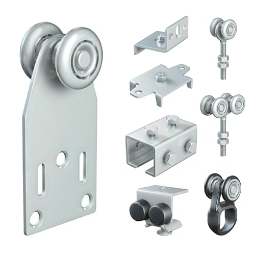 Carrello a 2 Cuscinetti Ø24mm in Acciaio Zincato per Binario Scorrevole Monorotaia MR3 con Contropiastra e Rivetti Inclusi. Sistema di Scorrimento per Tenda Scorrevole Esterno, Telo per Pergola