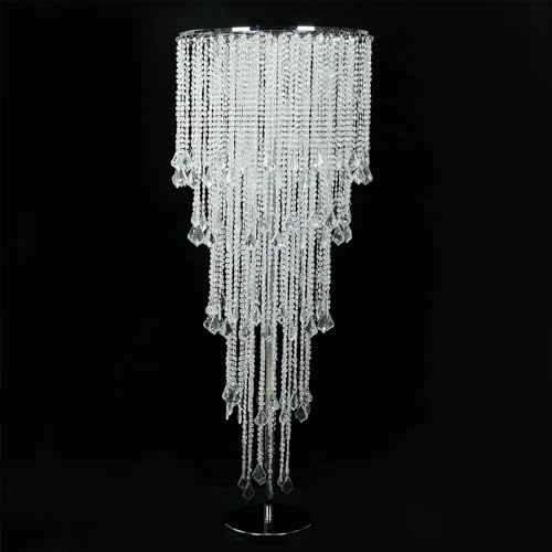 4 feet Silver Waterfall Crystal Beaded Table Centerpiece Chandelier Floral Stand Wedding Party Dining Table Home Decorations