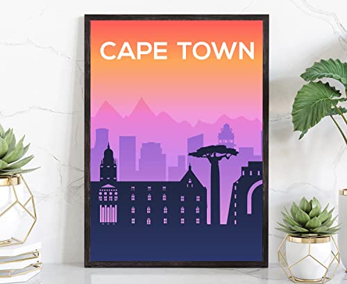 Solid Color World City Poster, South Africa Cape Town Solid Color Modern Poster Print, Cape Town Modern City Poster, Office Wall Decoration - 12x18