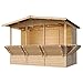 TIMBELA M150B Holz Gartenhaus, Marktbude Holz, Qualitäts Schiffslatten Kiefern Fichte Verkaufsstand Holzhaus mit Theke, FÜNF Fenster, 200x300/6 m2, große multifunktionale Garten-Bar Verkaufshütte