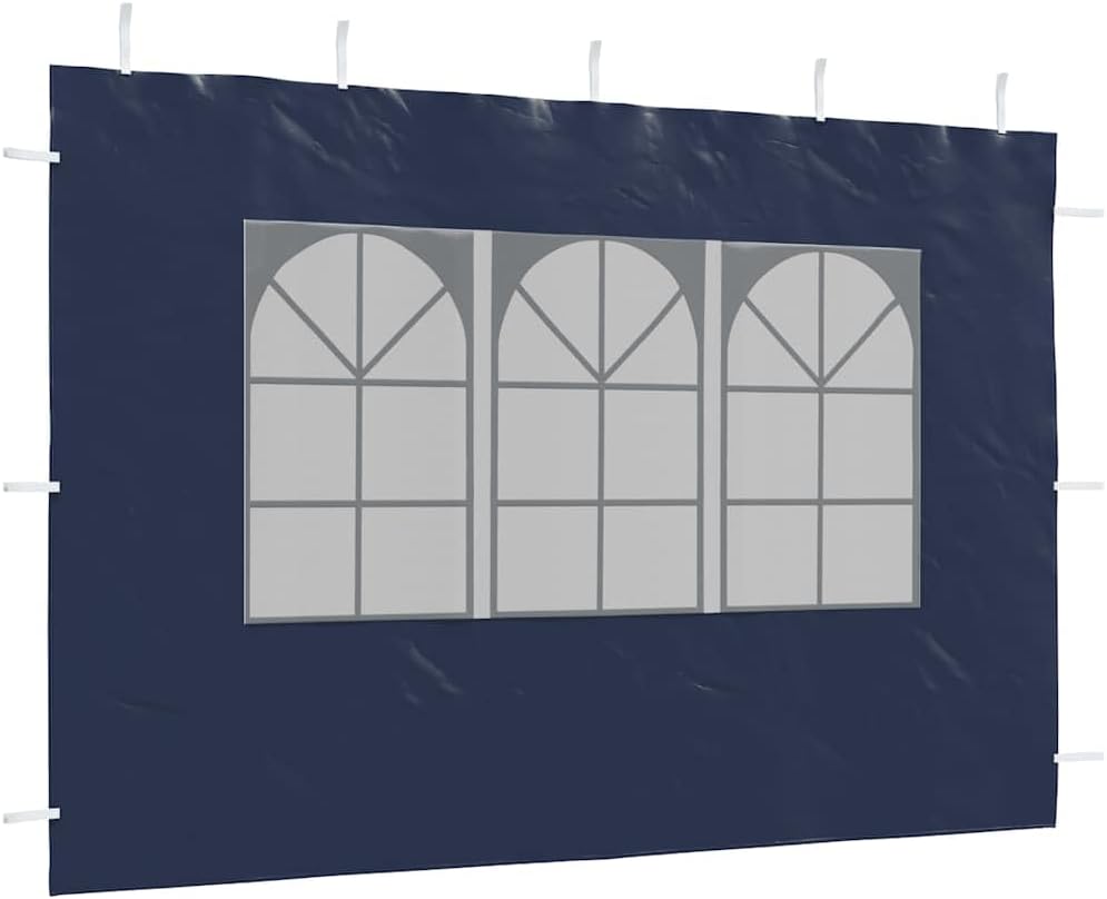 2-Piece Party Tent Sidewall Replacement, Blue Outdoor Canopy Side Panel Set with Decorative Windows, Weather-Resistant PE Fabric for Gazebo Events, 118 x 118 x 77 Inch