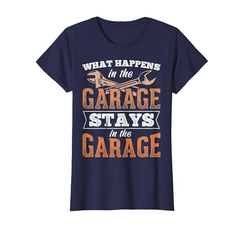 What Happens in The Garage Stays in The Garage - Car Work Car T-Shirt, Women, Navy Blue, 3X-Large