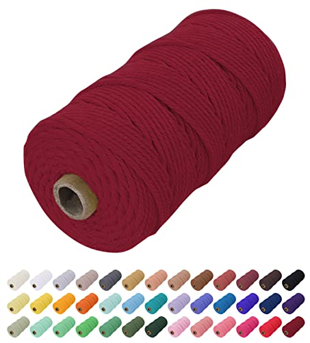 Uiopa Macrame Cord 2mm x 200m, Natural Cotton Cord Coloured Macrame Yarn Soft Rope