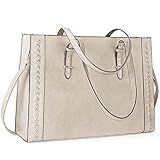 【BOLSO ORDENADOR TAMAÑO PERFECTO】Las dimensiones externas de este bolso ordenador mujer son 43cm x 14cm x 34cm (L x W x H), este bolso tote se adapta a la mayoría de los portátiles de 13-15.6 pulgadas como Apple MacBook Air / Pro, Samsung, etc.. El peso es extremadamente ligero, solo 1 kg. Las asas de hombro ajustables dobles de 11''-13.7'' le ayudan a distribuir el peso para un transporte más cómodo.