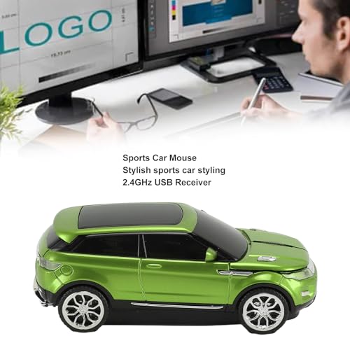 CCYLEZ Souris de Voiture de Sport, Souris sans Fil en Forme de Voiture Cool avec 1600 DPI et Récepteur USB pour Ordinateur Portable (Green) – vue 3
