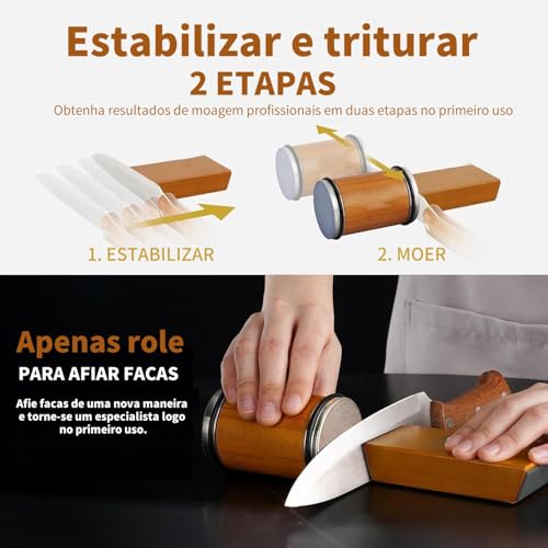 Amolador de Facas, Amolador de Facas MagnéTico, Pedra de Amolar Facas com Rolo de âNgulo de 15 E 20