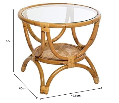 Table d’appoint Farah rotin beige verre trempé Atmosphera