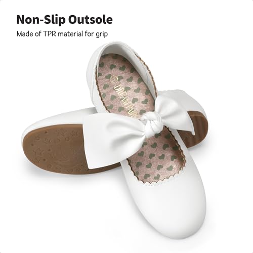 Dream Pairs D195-3A9PP10-I22KM-03PPTP Girls Ballerina Flats Mary Jane Front Bow Dress Shoes Angie-5 White Size 3 Big Kid thumb #3
