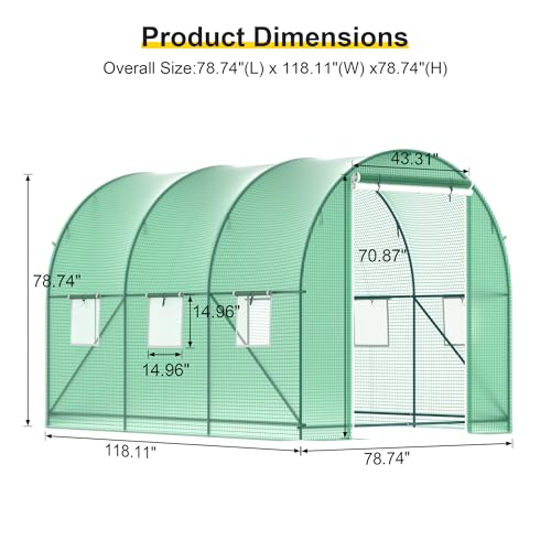 GOJOOASIS Greenhouse Outdoor Green House for Outside Winter Heavy Duty Large Walk-in Tunnel Portable Greenhouses for Backyard Plants Shed (10\'x7\'x7\')