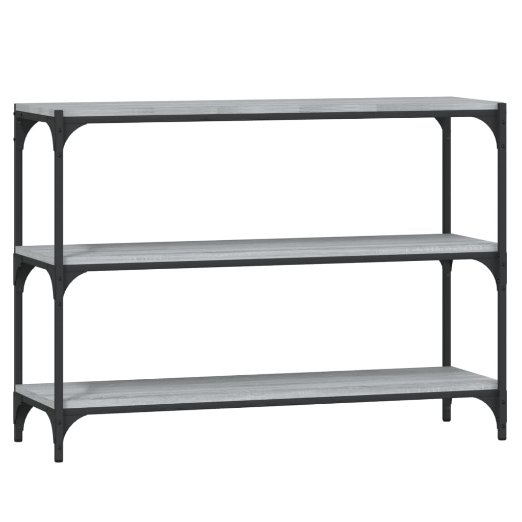 Libreria grigio Sonoma, 100 x 33 x 70,5 cm, in legno e acciaio, scaffale industriale per soggiorno con 3 ripiani, scaffale piatto per ufficio e corridoio