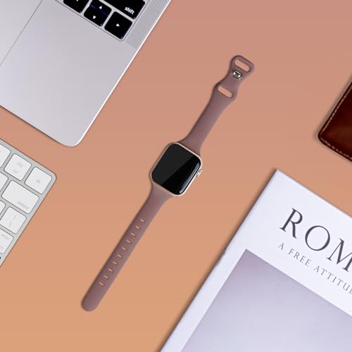 Image of Thin Silicone Band Compatible with Apple Watch 41mm 38mm 40mm 46mm 45mm 42mm 44mm, Slim Narrow Replacement Sport Strap Wristband for iWatch Series 11 10 9 8 7 6 5 4 SE Ultra 3 2 1 Women Men