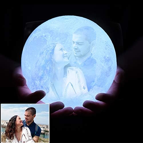 Anlewo Custom Photo Moon Lamp Personalised Stand,Custom Moon Light with 3D Photo and Text,16 Colors,USB Charging Touch Moon Night Light,Birthday,Thanksgiving Photo Gifts,Christmas (15cm)