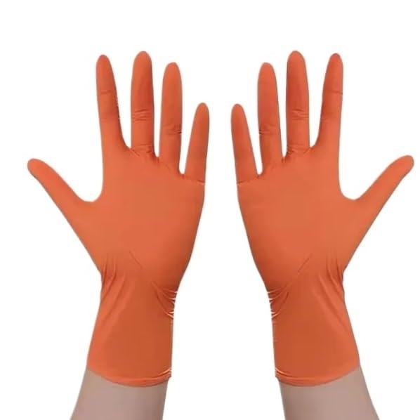 50/100 szt. pomarańczowych rękawiczek jednorazowych do użytku domowego, kuchni, mycia naczyń, manicure, farbowania włosów, tatuażu, narzędzi czyszczenia(Orange-100PCS,XL)