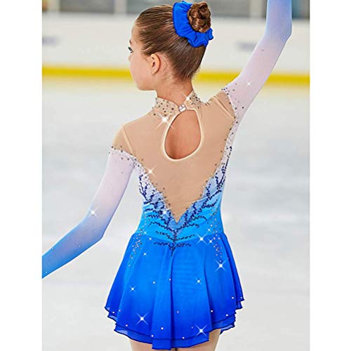 Figure Skating Suit For Girls With Rhinestone Competition Ice Skating Skirt Gradient Color Figure Skating Performance Dress,C,M #TOP1
