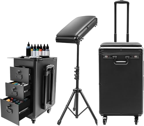 Futchoy 2 in 1 Kosmetikkoffer Trolley mit Armlehnenständer,Schminkkoffer Nagelko