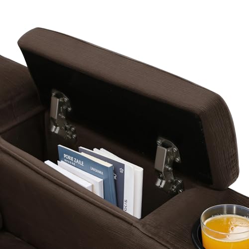 Image of MCombo Zero Gravity Oversized Power Recliner Chair for Adults with Power Headrest & LED Light, Fabric Recliner Chair for Living Room & Home Theater, USB & Type C Port, Armrest Storage HTS401