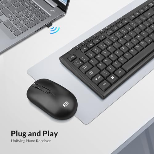 Rii RK211 Wireless keyboard and Mouse,Standard Full Size Wireless Keyboard and Mouse Set for Work Office Home UK Layout (Battery not Included) - Image 2