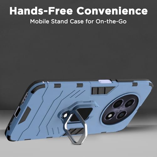 Image of Pikkme Back Cover for Realme Narzo 70x 5G / N65 / Realme 13 /12 /12X 5G /C65 | 360 Protection | Ring Holder | Kickstand | Tough Armor Case (Blue)
