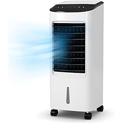 Ventilador Evaporativo Carrefour GOPLUS Enfriador de Aire Portatil 4 en 1 de 3 Modos de Velocidad, Aire Acondicionado Silencio con Ruedas y Tanque de Agua 7 L, Climatizador Aire con Temporizador de 7,5 H y Control Remoto, 75 W