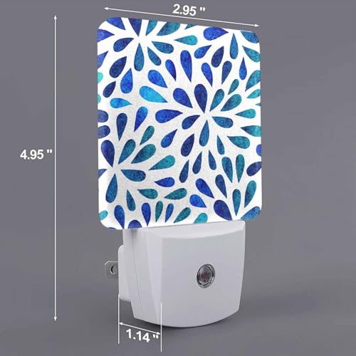 Image of LED Night Light,Floral Watercolor Pattern LED Night Light Plug into Wall with Dusk to Dawn Light Sensor White Energy Efficient Nightlight for Bedroom Bathroom Hallway Living Room Kitchen
