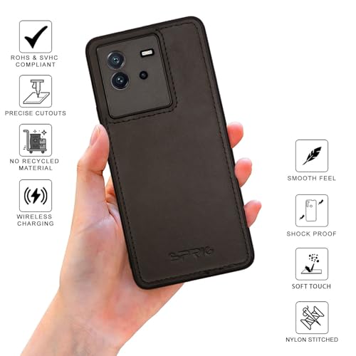 Image of SPRIG Compatible with IQOO Neo 6 5G Premium PrimeMatte (Matte Leather TPU) Back Cover Drop Tested Shock Proof Mobile Case for Men, Women, Boys and Girls with Camera Protection (Black)