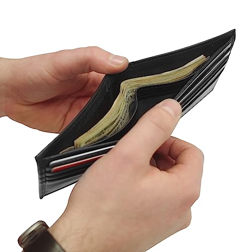 Treasure Gurus Black Maltese Cross Firefighter Money Holder Mens Slim Leather Credit Card Wallet3