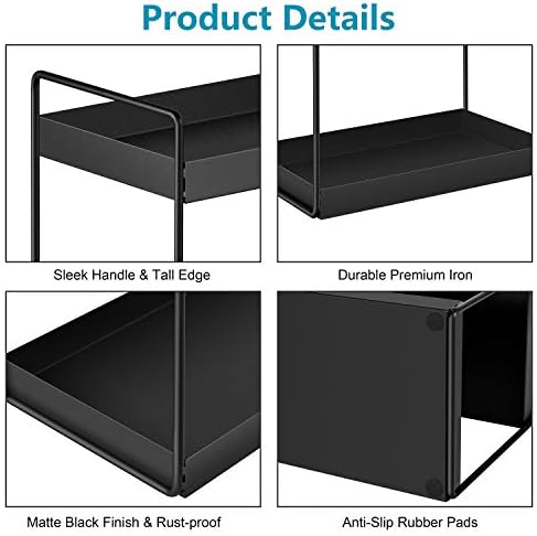 APAFISH 3-Tier Bathroom Countertop Organiser Vanity Tray Cosmetic & Makeup Storage Kitchen Spice Rack Standing Shelf, Black