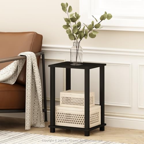 Image of Furinno Simplistic Toolless Small 2-Tier Night Stand, Black Espresso