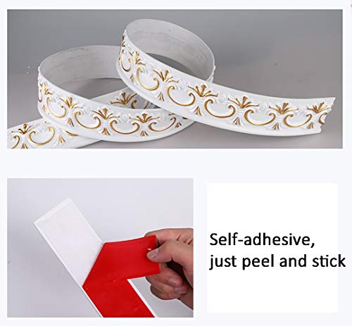 Itta 2-1/2 Inch X 10 Feet Flexible Molding Trim Self Adhesive, Peel And Stick Caulk Trim Crown Molding For Ceiling Wall Cabinet Door Mirror Frame Home Office Hotel Décor(Silver) #TOP5