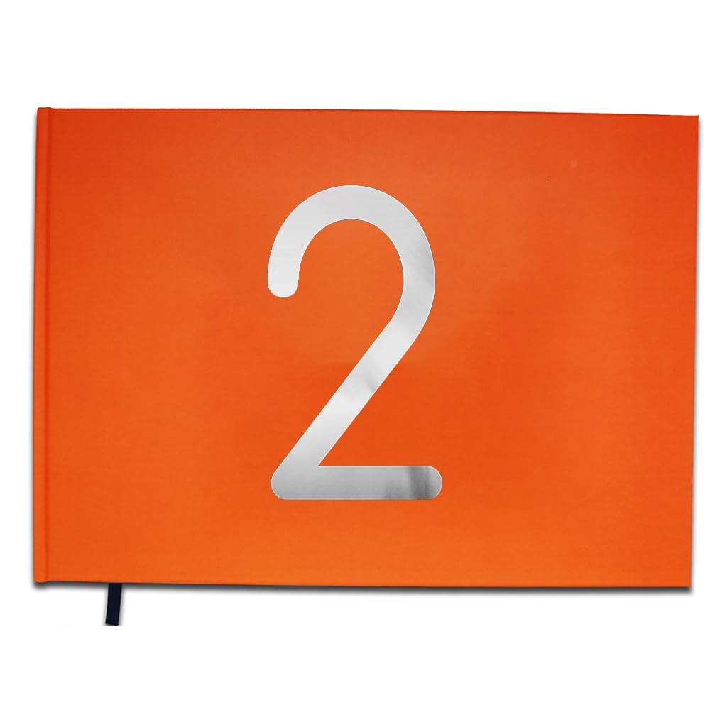 Livre d'or 2 ans de qualité premium avec élégantes lettres chromées orange