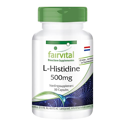 fairvital L-histidine capsules 500mg, 90 capsules, HOOGGEDOSEERD, VEGAN, aminozuur