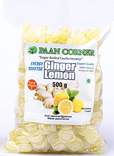 Paan Corner- Ginger Lemon Hard Candy | Energy Booster | Product Of India | Vitamin C Candy | 120Gm, 300Gm, 500Gm | 100% Natural Flavours (500 Gram) #TOP24