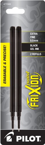 Image of Pilot FriXion Gel Ink Pen Refill, 2-Pack for Erasable Pens, Extra Fine Point, Black Ink (77340)