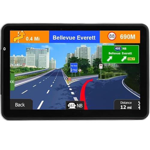 GPS Navigation for Car, Latest 2025 Map 7 inch Touch Screen Car GPS, Voice Turn Direction Guidance, Support Speed and Red Light Warning, Pre-Installed North America Lifetime map Free Update