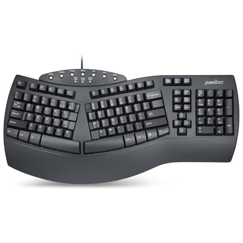 Perixx Periboard-512 Ergonomic Split Keyboard - Natural Ergonomic Design - Black - Bulky Size 19.09"x9.29"x1.73", US English Layout Cover
