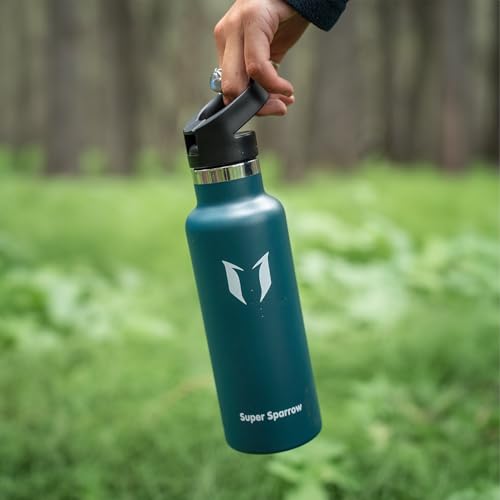 Super Sparrow Trinkflasche Edelstahl -350ml- Auslaufsicher Thermoskanne, BPA-Frei Wasserflasche - Kohlensäure Thermosflasche für Kinder, Sport, Schule, Fitness, Camping