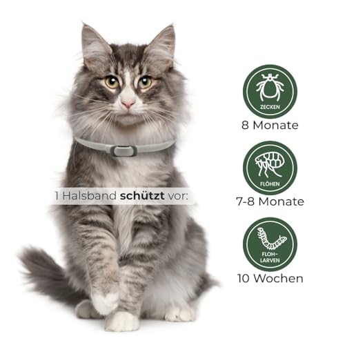 Animal Vita® Katzen Zeckenhalsband [100% natürliche Inhaltsstoffe] - effektiver Schutz vor Ungeziefer - Flohhalsband, wasserfest, zuverlässiger Schutz vor Zecken und Ungeziefern