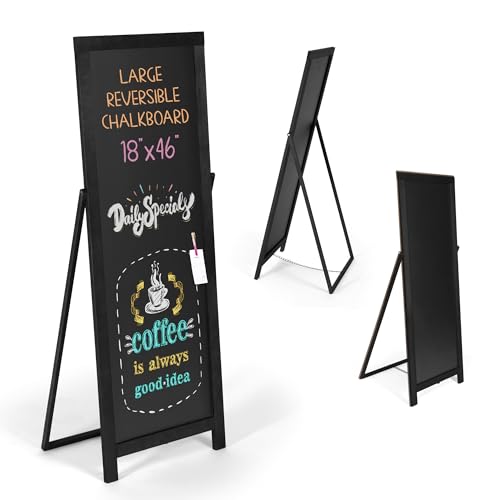 Ilyapa Chalk Board Sign Board 46" x 18" Black Large Reversible Chalkboard Signs Outdoor Menu Boards for Restaurant, A-Frame Sandwich Sidewalk Signs for Businesses, Food Truck Party or Wedding