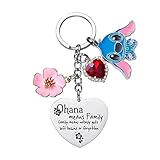Stitch Keychain Karikatur Schlüsselanhänger Gifts Rucksackzubehör Familie Freundschaft Stich Stuff Ornament Schlüsselanhänger Geburtstagsgeschenk Niedlicher Stich Schlüsselanhänger für Freunde, Mädche