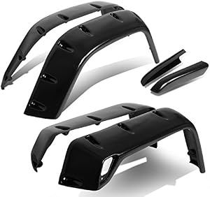 Grain Textured Pocket-Riveted Style Side Fender Cover/Protector Wheel Flares Compatible with Jeep Wrangler 97-06