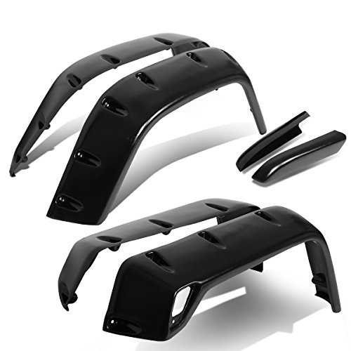 Auto Dynasty Grain Textured Pocket-Riveted Style Side Fender Cover/Protector Wheel Flares Compatible with Jeep Wrangler 97-06