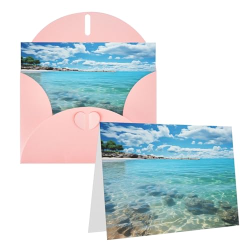 Cartes vierges d'eau de mer panoramiques avec enveloppes, parfaites pour cadeaux de mariage