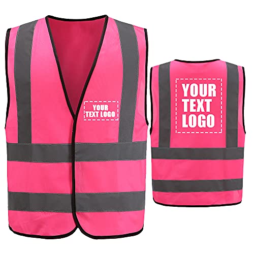 AYKRM Customization Logo L Hi vis Vest Pink Reflective Vest High Visibility hi viz vis Executive Waistcoat