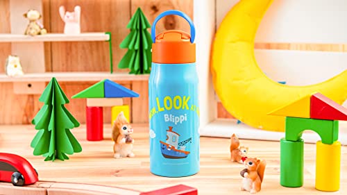 Zak Designs Blippi Kids Water Bottle For School Or Travel, 13.5Oz Durable, Vacuum Insulated Stainless Steel With Handle And Leak-Proof, Pop-Up Spout Cover (Blippi) #TOP7
