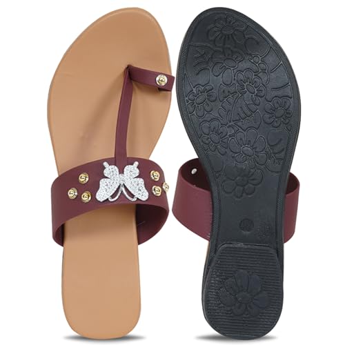 Image of Women's Slippers | Comfortable Flat Chappals for Women with Bow Detail | Stylish Casual Chappals, Trendy Summer Sandals, Comfortable Footwear for Daily Use